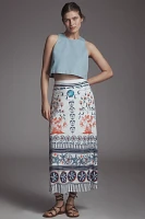 Farm Rio x Anthropologie Linen Blend Midi Skirt