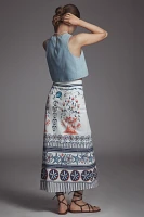 Farm Rio x Anthropologie Linen Blend Midi Skirt