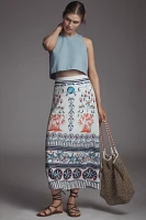 Farm Rio x Anthropologie Linen Blend Midi Skirt