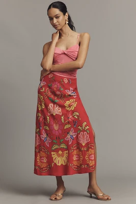 Farm Rio Printed Midi Slip Skirt
