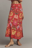 Farm Rio Printed Midi Slip Skirt