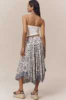 Farm Rio Curved-Hem Printed Midi Skirt