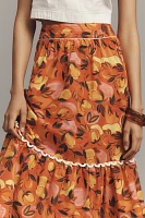 Farm Rio Tiered Flare-Hem Printed Midi Skirt