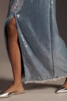 Pilcro Sequin Denim Maxi Skirt