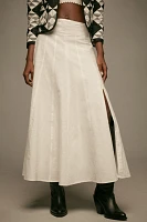 Pilcro Seamed Linen Midi Skirt