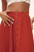 Maeve Pleated Button-Front Maxi Skirt