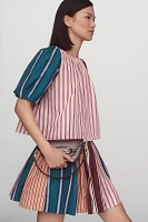 Maeve Taffeta Striped A-Line Mini Skirt