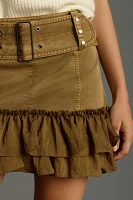 Pilcro Belted Yoke Ruffled Mini Skirt