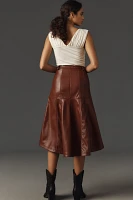 Pilcro Seamed-Yoke Faux-Leather Midi Skirt