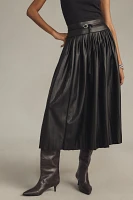 By Anthropologie Faux-Leather Pleated Midi Skirt