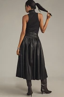 By Anthropologie Faux-Leather Pleated Midi Skirt