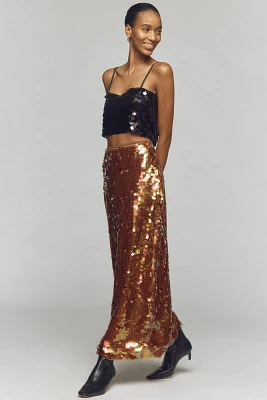 Maeve Iridescent Sequin Maxi Skirt