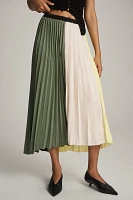 Maeve Pleated Colorblock Midi Skirt