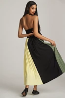 Maeve Pleated Colorblock Midi Skirt