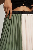 Maeve Pleated Colorblock Midi Skirt