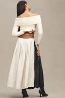 By Anthropologie Faux-Leather Colorblock Pleated Maxi Skirt