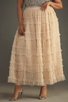 By Anthropologie Shirred Tulle Maxi Skirt