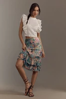 Maeve Ruffled Mesh Midi Skirt