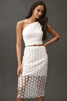 By Anthropologie 3D Texture Sheer Slip Midi Skirt