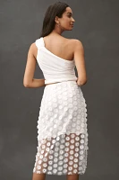 By Anthropologie 3D Texture Sheer Slip Midi Skirt