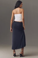 Maeve Ruched Yoke Column Maxi Skirt