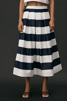 Maeve Full Striped Midi Skirt