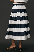 Maeve Full Striped Midi Skirt