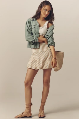 Pilcro Linen Blend Bubble Mini Skirt