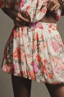 By Anthropologie Floral Bubble-Hem Skirt