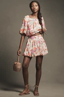 By Anthropologie Floral Bubble-Hem Skirt