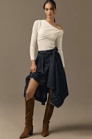 Pilcro Denim High-Low Asymmetrical Raw-Hem Skirt