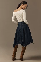 Pilcro Denim High-Low Asymmetrical Raw-Hem Skirt