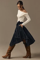 Pilcro Denim High-Low Asymmetrical Raw-Hem Skirt