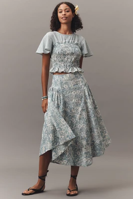 By Anthropologie Linen Midi Skirt