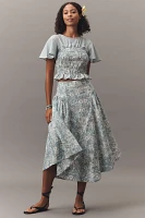By Anthropologie Linen Midi Skirt