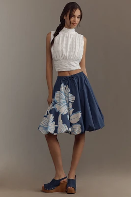 Maeve Drawstring Knee-Length Bubble Skirt