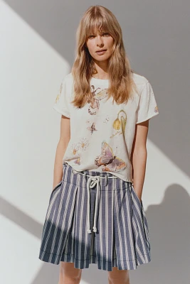 Pilcro Pleated Drawstring Mini Skirt