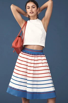 The Jacie Poplin Printed Knee-Length Skirt by Maeve