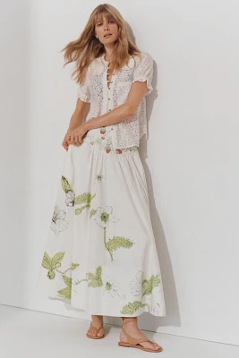 Swan Gossip x Anthropologie Basque-Waist Maxi Skirt