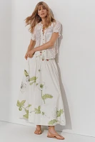 Swan Gossip x Anthropologie Basque-Waist Maxi Skirt