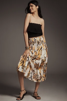 Maeve Graphic Tiger Piped Maxi Skirt