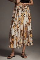 Maeve Graphic Tiger Piped Maxi Skirt