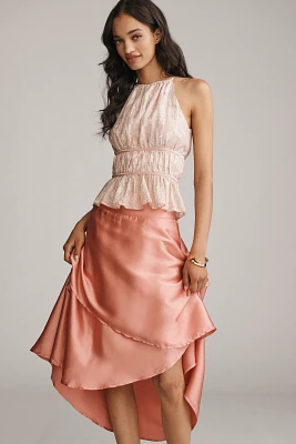 By Anthropologie Silky Tiered Midi Skirt