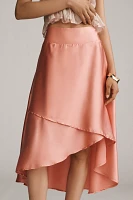 By Anthropologie Silky Tiered Midi Skirt
