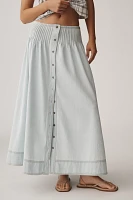 Pilcro Pintuck Basque-Waist Denim Maxi Skirt