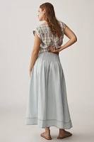 Pilcro Pintuck Basque-Waist Denim Maxi Skirt