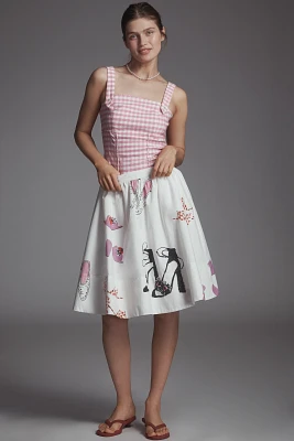 The Jacie Poplin Printed Knee-Length Skirt by Maeve: Danielle Kroll Edition