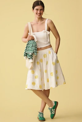 The Jacie Poplin Printed Knee-Length Skirt by Maeve: Kate Schelter Edition