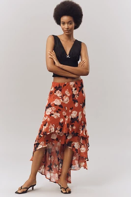 Maeve Asymmetric Ruffled High-Low Skirt