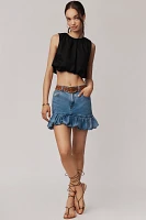 Siempre Naomi Denim Bubble-Hem Mini Skirt